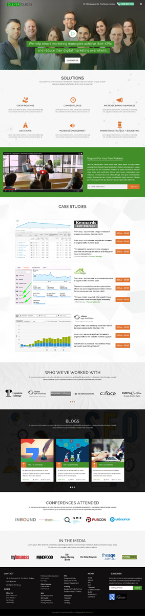 CleverClicks (1 page) homepage re-design | Web Design by Da Miracle