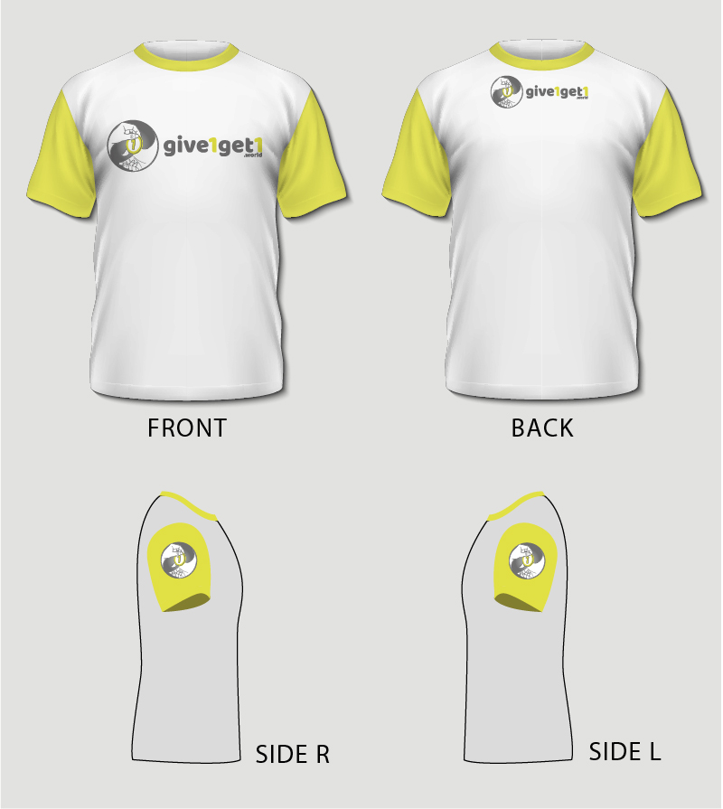 T-shirt Design by Slant Line Media for give1get1 GmbH | Design #17650105