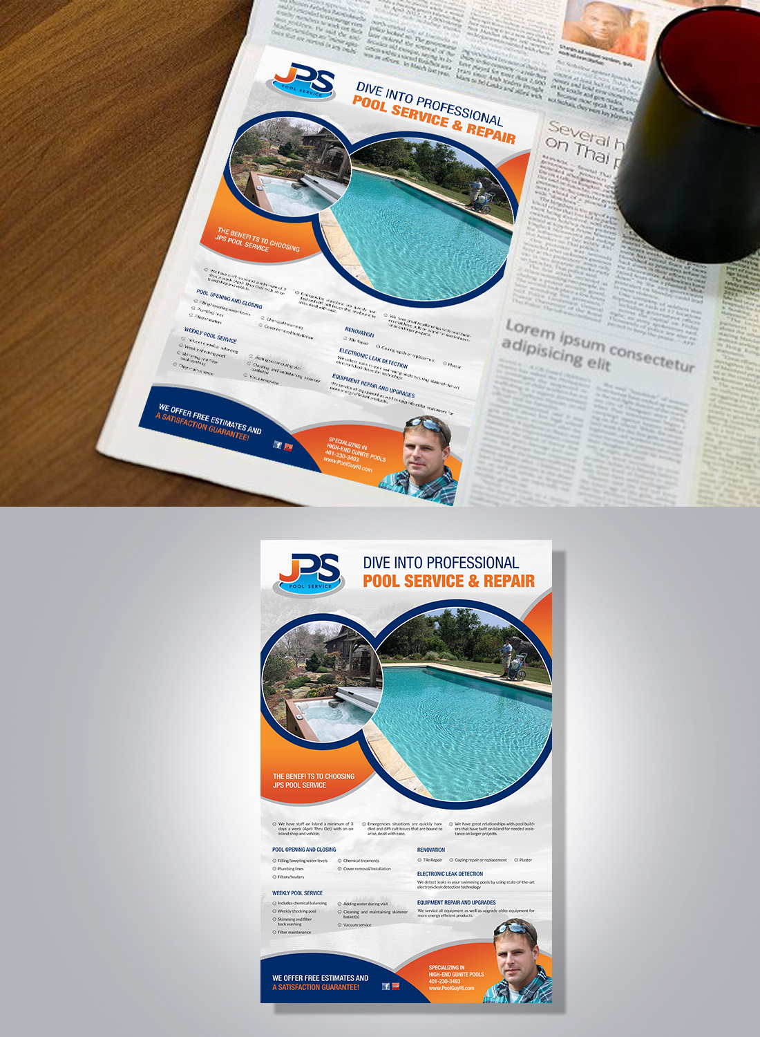 Diseño de Anuncio de Prensa por Deepak_9_Malhotra para JPS POOL SERVICE | Diseño #20569194