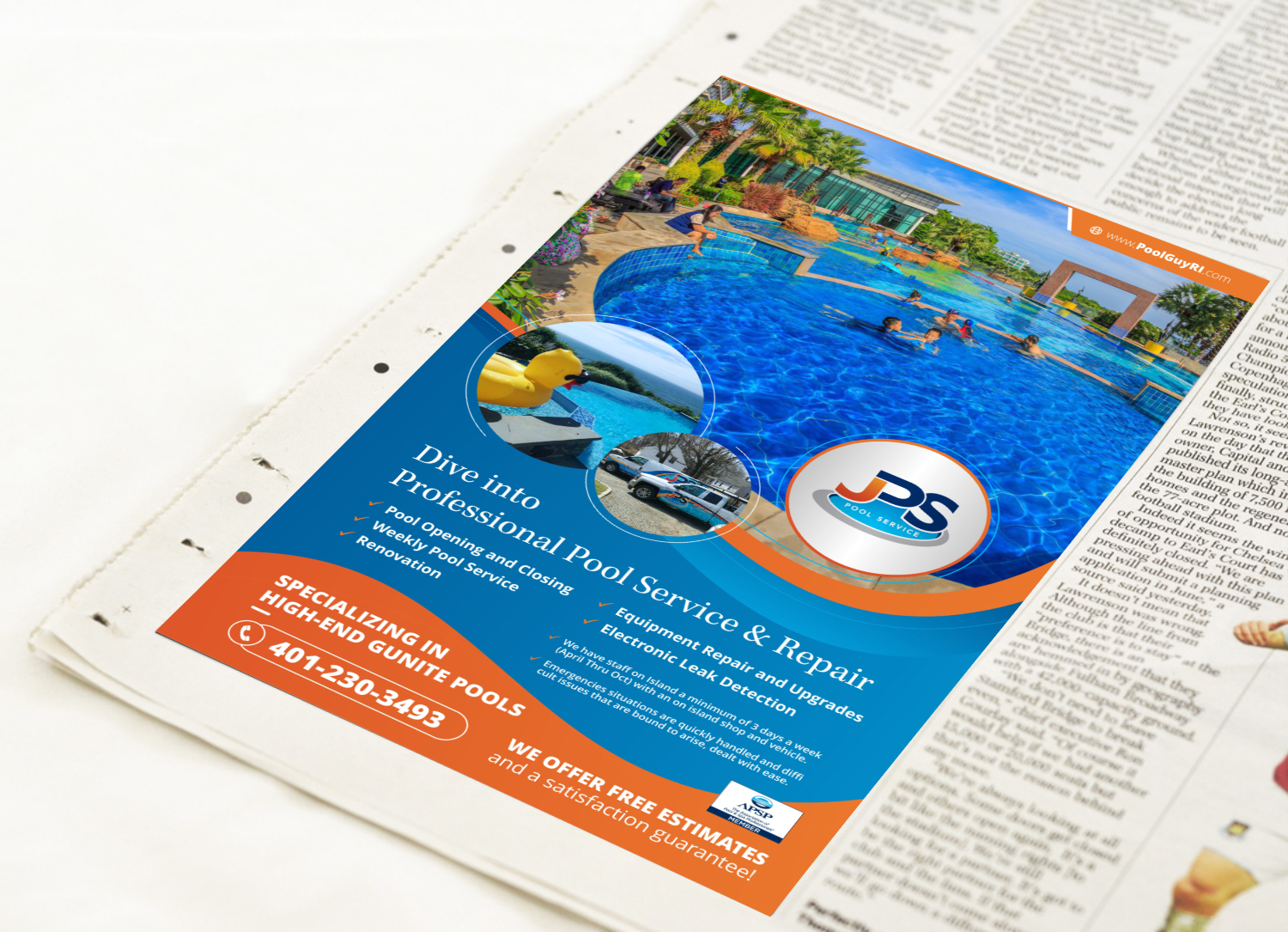 Newspaper Ad Design by ecorokerz for JPS POOL SERVICE | Design #20573130