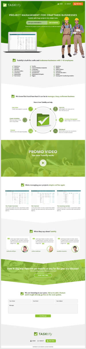 landing page for web app project manager for Contractors/ craftsmen  | Web Design by -Marc-