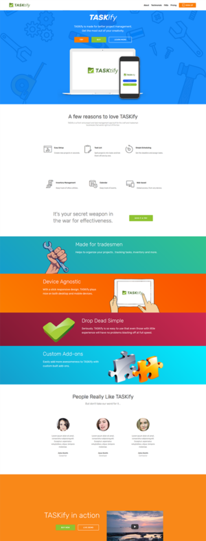 landing page for web app project manager for Contractors/ craftsmen  | Web Design by insert name here
