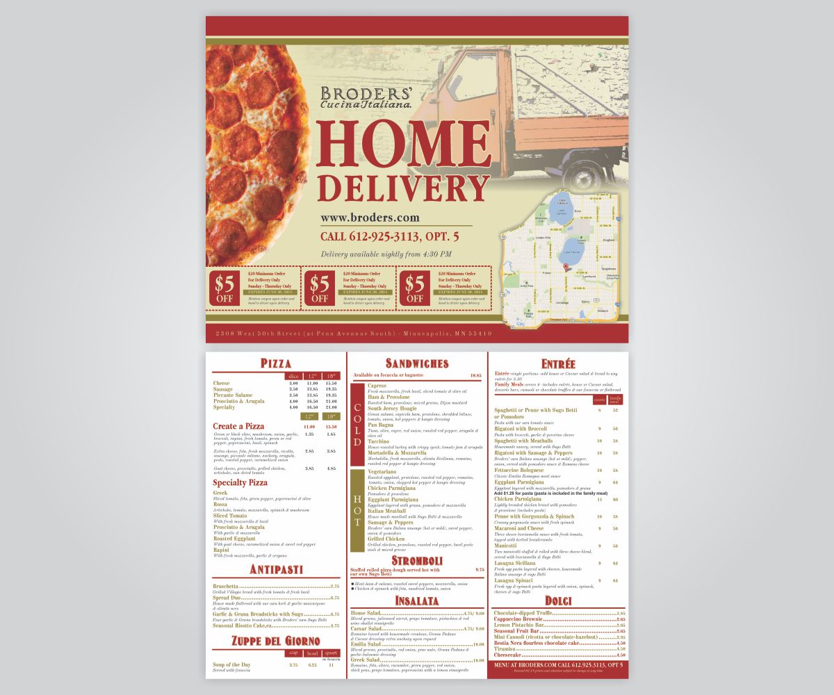Flyer Design by Cut and Glue for Broders' Cucina Italiana | Design #17646259
