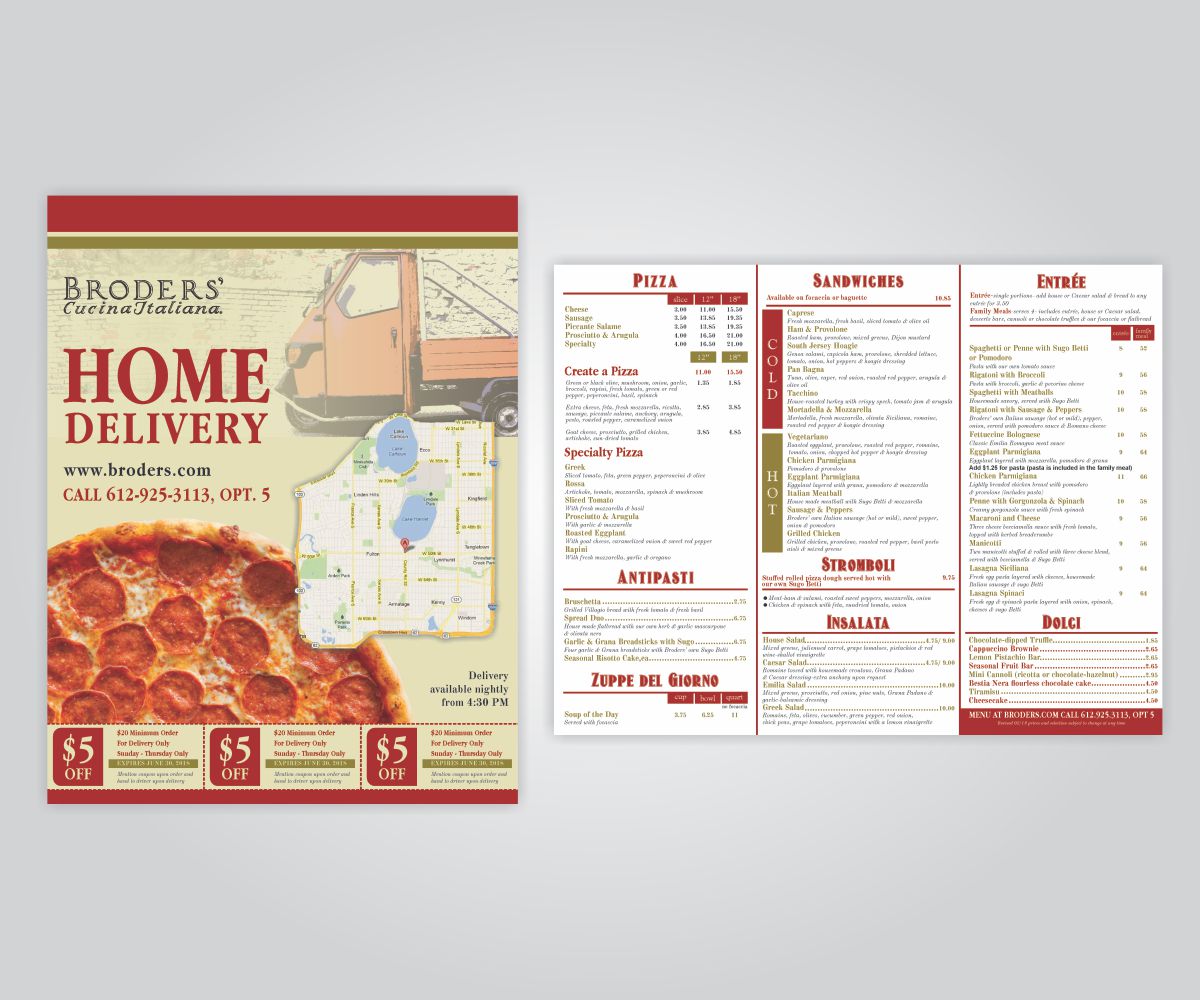 Flyer Design by Cut and Glue for Broders' Cucina Italiana | Design #17646271