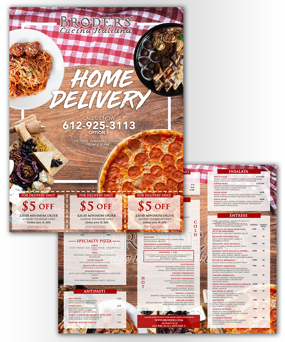 Flyer Design by Luniere Designs for Broders' Cucina Italiana | Design #17651496