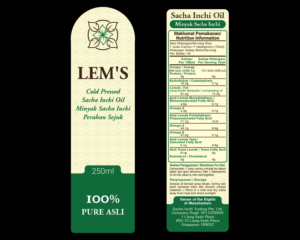 Label Design for Sacha Inchi Oil in 250ml Bottle | Design Étiquette par mmmarif1982