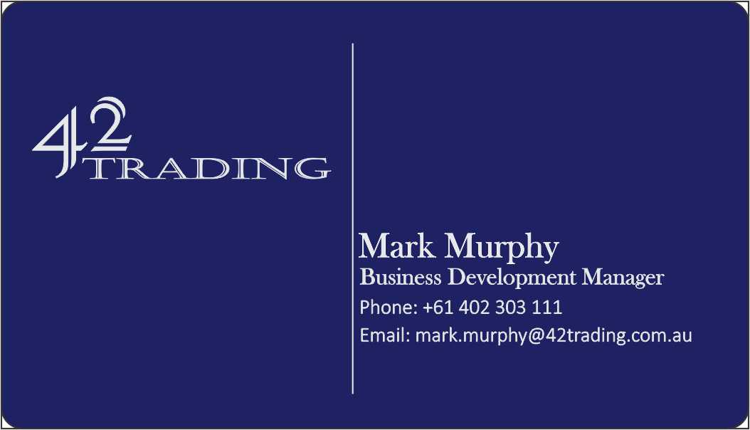 Business Card Design by shakeer for Forty Two Trading PTY LTD | Design #2752698