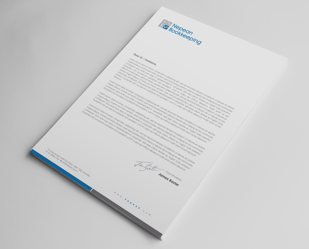 Schreibwaren-Design von logodentity für Nepean Bookkeeping  | Design #2773386