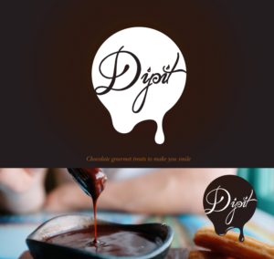 Dipit with fun lettering. Chocolate gourmet treats,  Open to new thoughts. | Logo Design by CanDoDesign
