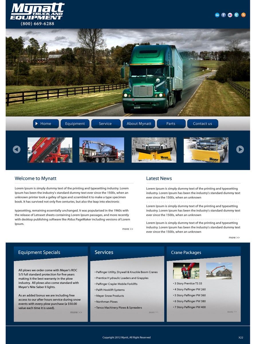 Web Design by pb for Mynatt Truck & Equipment Co. | Design #638769