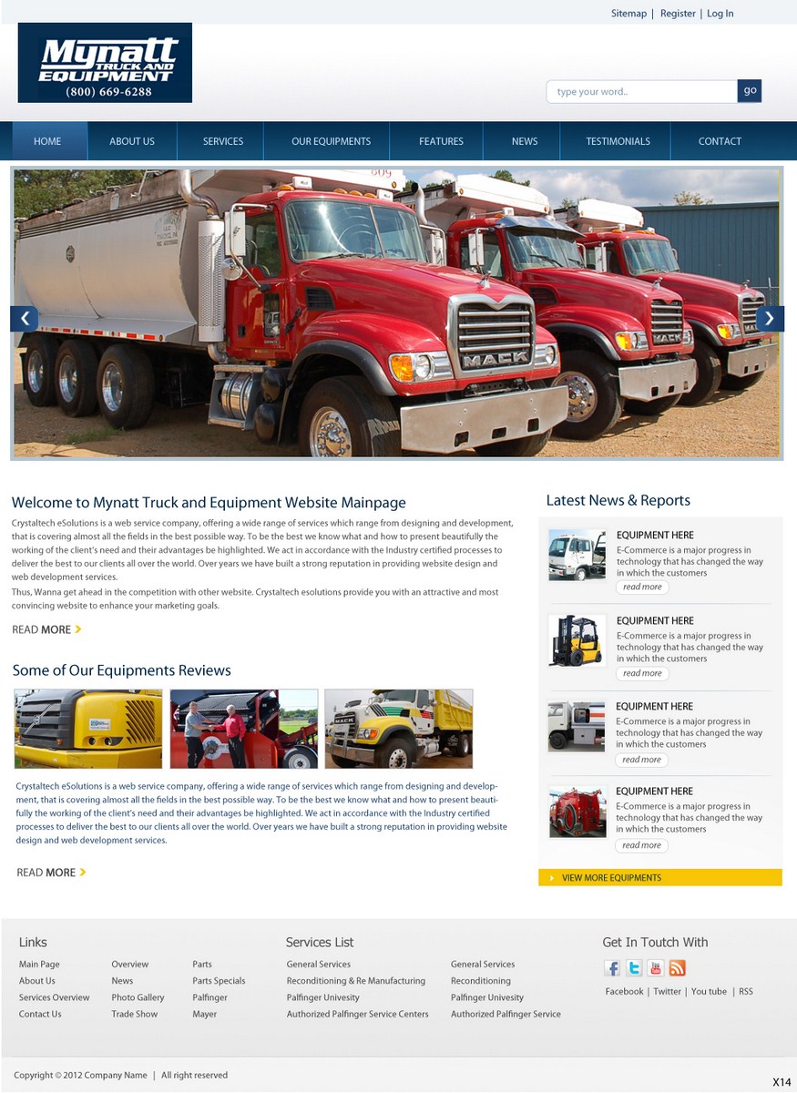 Web Design by pb for Mynatt Truck & Equipment Co. | Design #644333