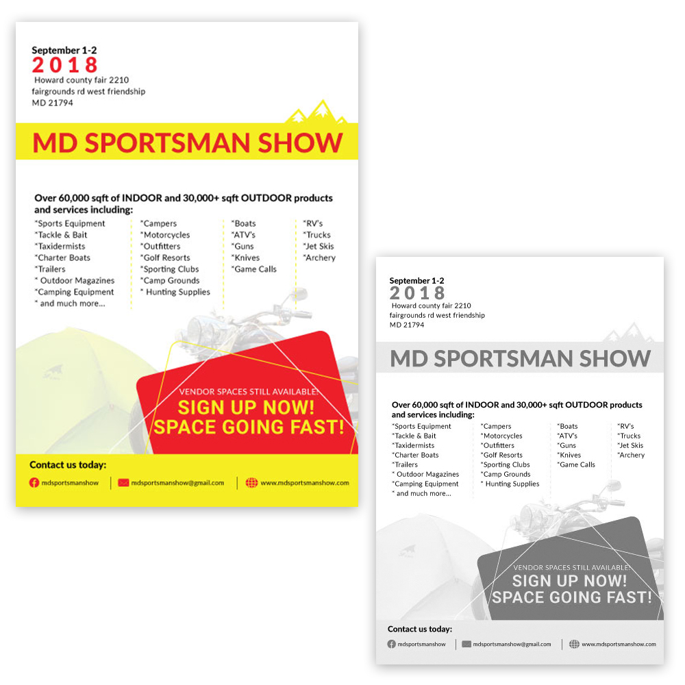 Flyer Design by Natasa m. for MD Sportsman Show | Design #17703083