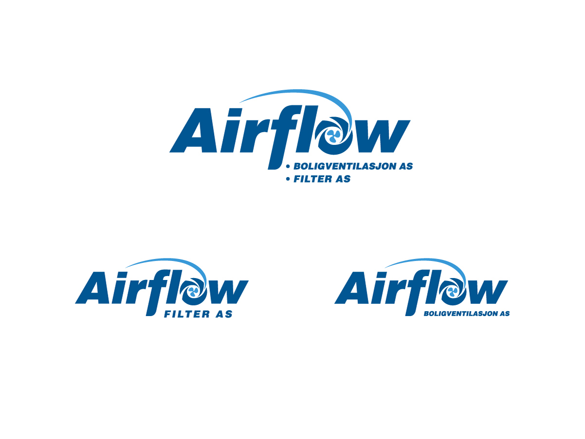 Elegant, Professional, House Logo Design for Several things - AIRFLOW is  main company and LOGO, to companies are under this logo now Airflow filter  AS and Airflow Boligventilasjon AS. brands willalso come