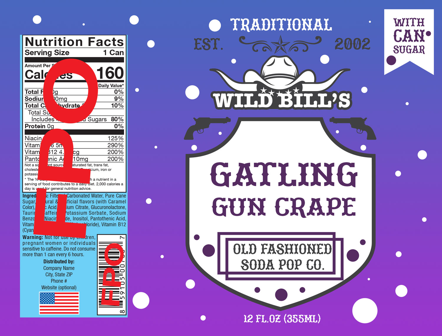 Etikett-Design von Oudib für Wild Bill's Olde Fashioned Soda Pop Co. | Design #17793627