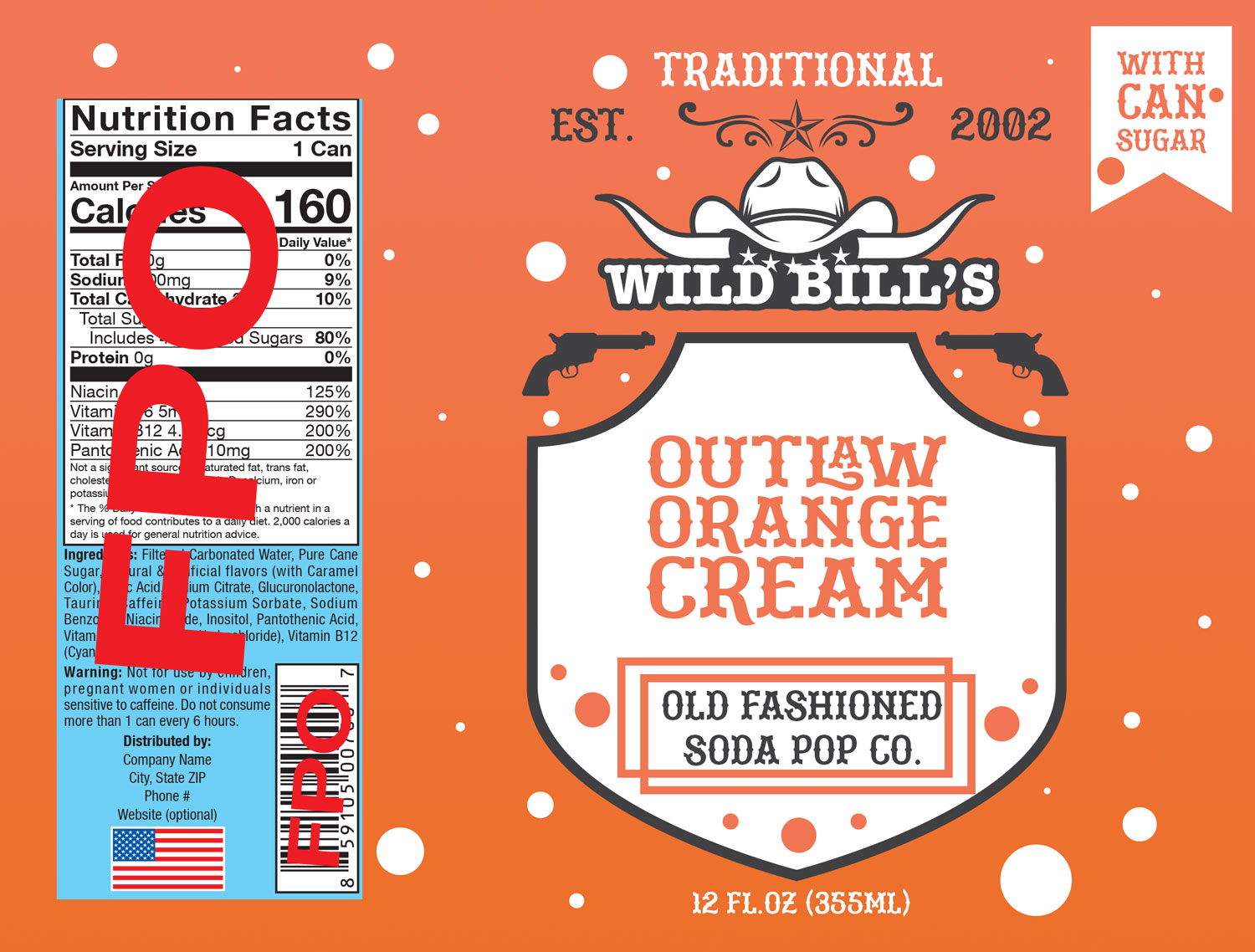 Label Design by Oudib for Wild Bill's Olde Fashioned Soda Pop Co. | Design #17793628