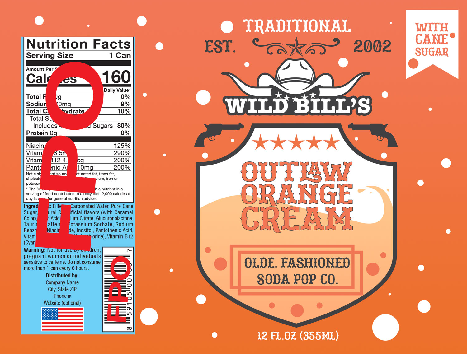 Label Design by Oudib for Wild Bill's Olde Fashioned Soda Pop Co. | Design #17797603
