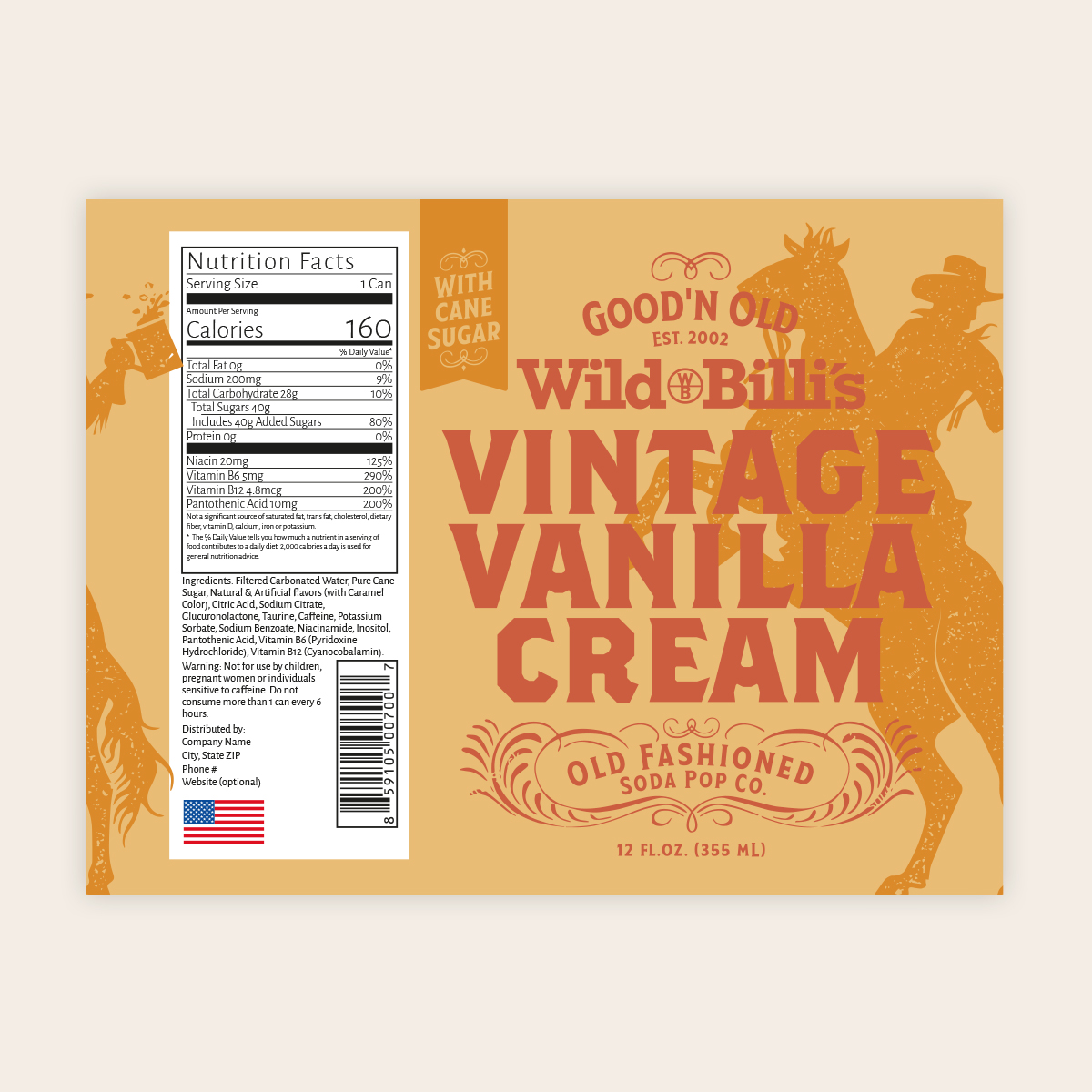Label Design by Oveja Quiroga for Wild Bill's Olde Fashioned Soda Pop Co. | Design #17695710