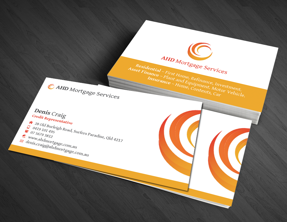 Business Card Design by  Artman for AHD Mortgage Services | Design #2747824