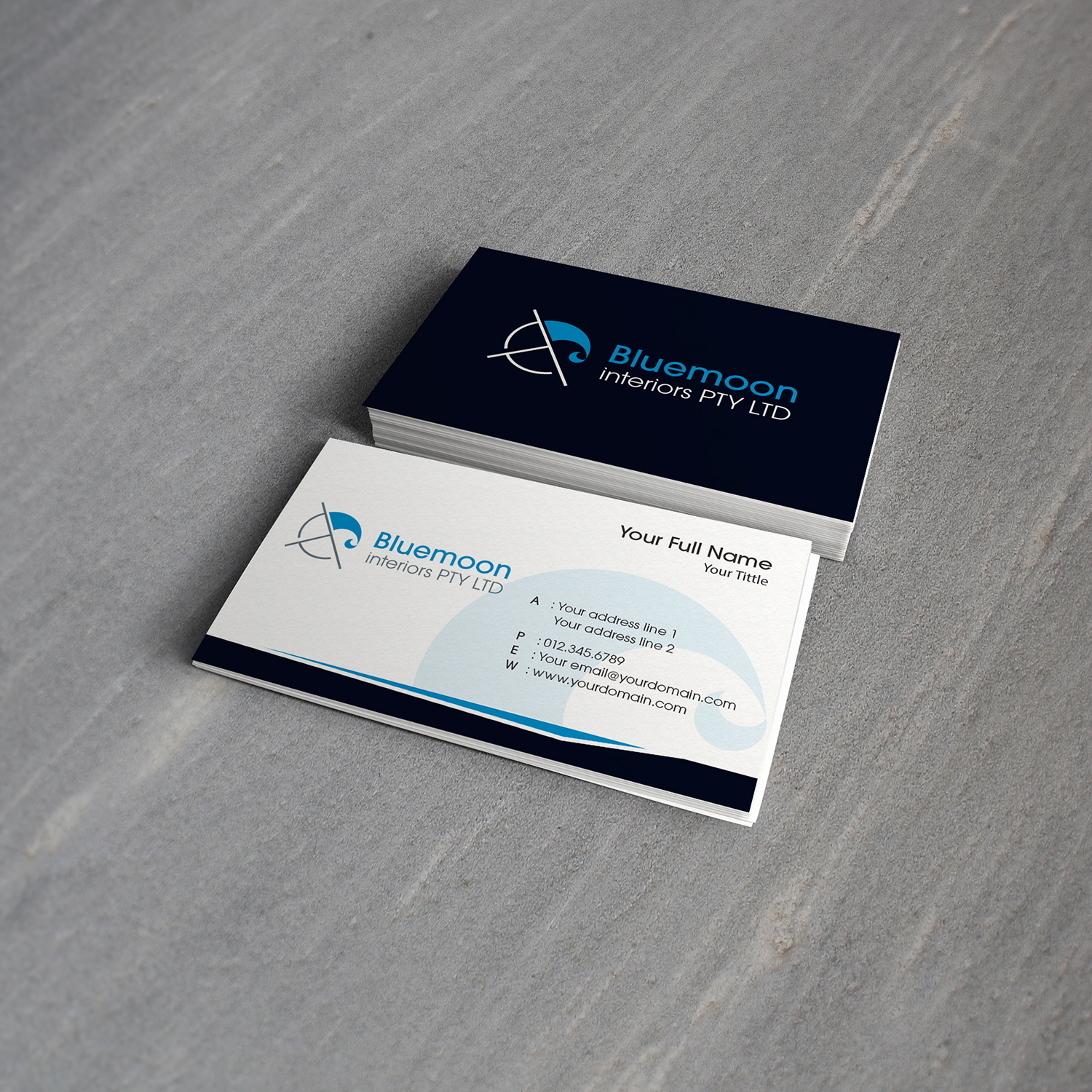 Business Card Design by MTu for Bluemoon Interiors Pty Ltd | Design #17699414