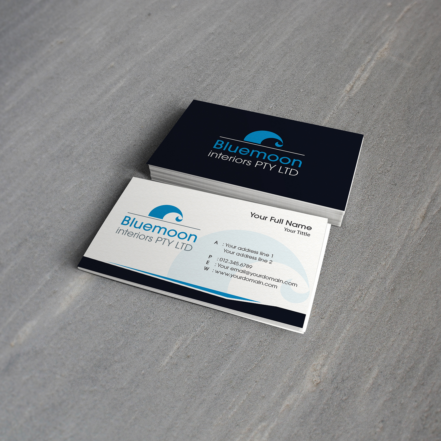 Business Card Design by MTu for Bluemoon Interiors Pty Ltd | Design #17708131