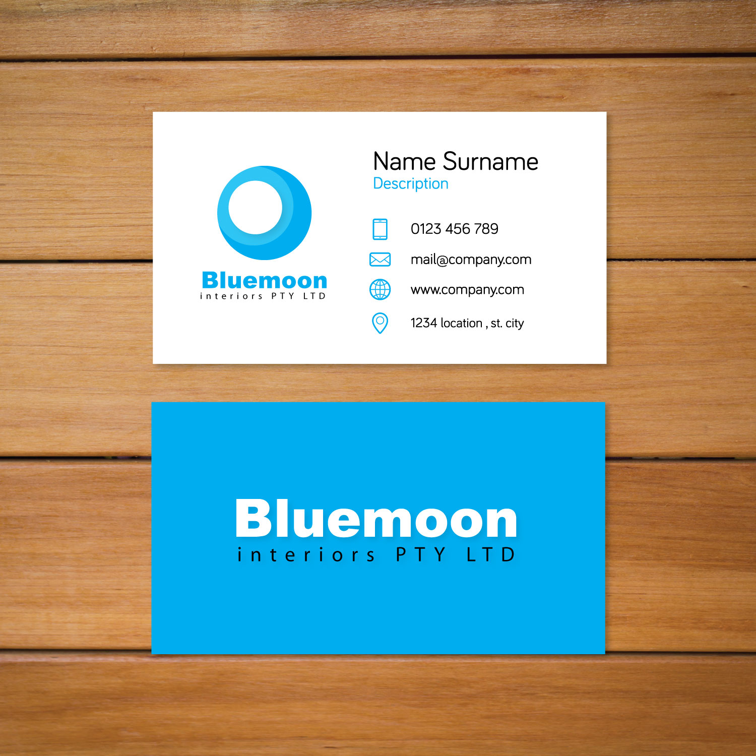 Business Card Design by Gareer Saleh for Bluemoon Interiors Pty Ltd | Design: #17698768
