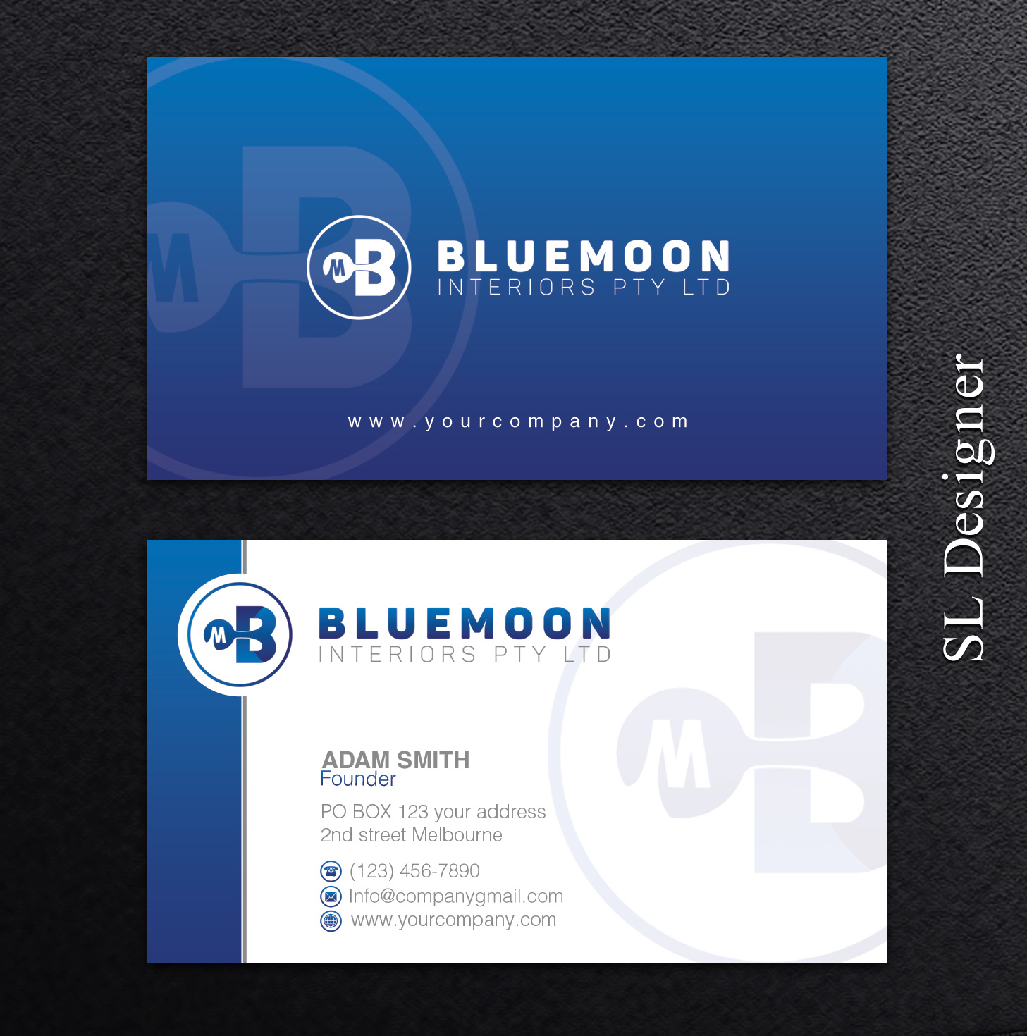 Business Card Design by SL Designer for Bluemoon Interiors Pty Ltd | Design #17704889