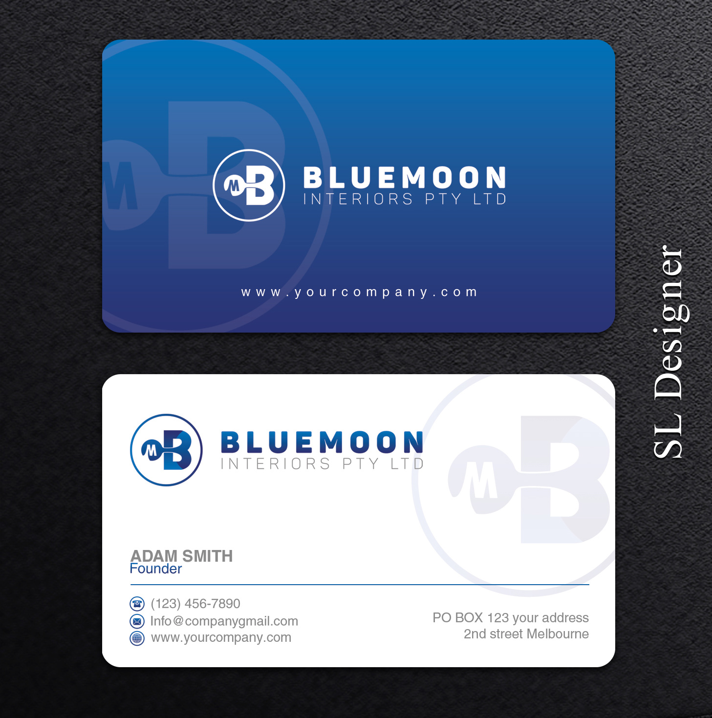 Business Card Design by SL Designer for Bluemoon Interiors Pty Ltd | Design #17704890