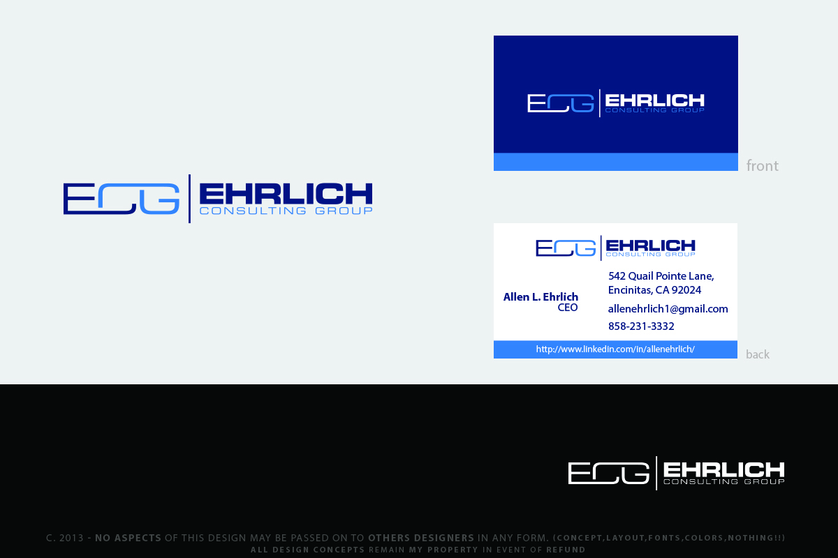 Logo and Business Card Design by Senseless for Ehrlich Consulting Group, Inc | Design #2913959