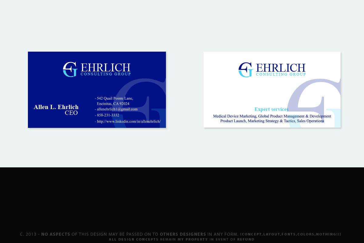 Logo and Business Card Design by Senseless for Ehrlich Consulting Group, Inc | Design #3034888