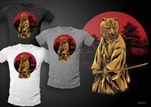 Bear faced Samurai design t-shirt | Diseño de Camiseta por dsgrapiko