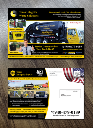 Postkarten-Design von Alexandar für North Texas Integrity Septic & Pumping, LLC | Design: #17770633