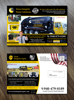 Postkarten-Design von Alexandar für North Texas Integrity Septic & Pumping, LLC | Design: #17782505