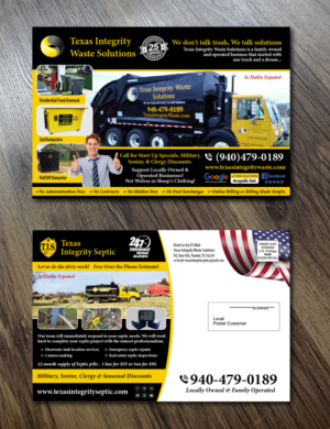 Postkarten-Design von Alexandar für North Texas Integrity Septic & Pumping, LLC | Design: #17787923