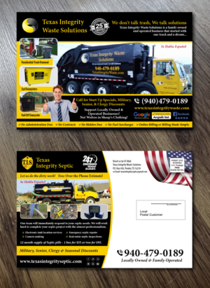 Postkarten-Design von Alexandar für North Texas Integrity Septic & Pumping, LLC | Design: #17790643