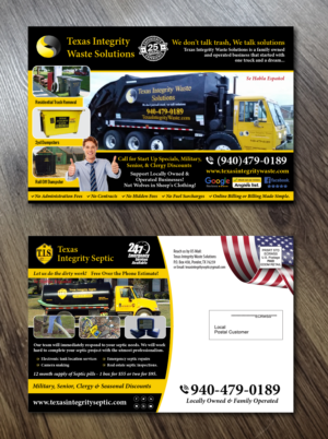 Postkarten-Design von Alexandar für North Texas Integrity Septic & Pumping, LLC | Design: #17793414