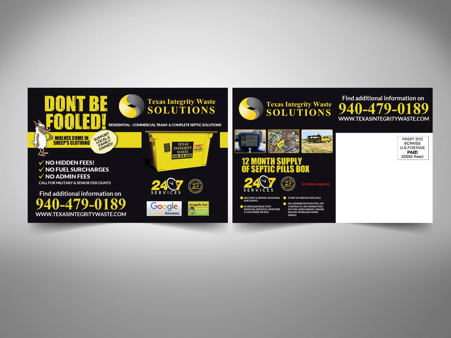Diseño de Postal por Priyo Subarkah para North Texas Integrity Septic & Pumping, LLC | Diseño #17752832