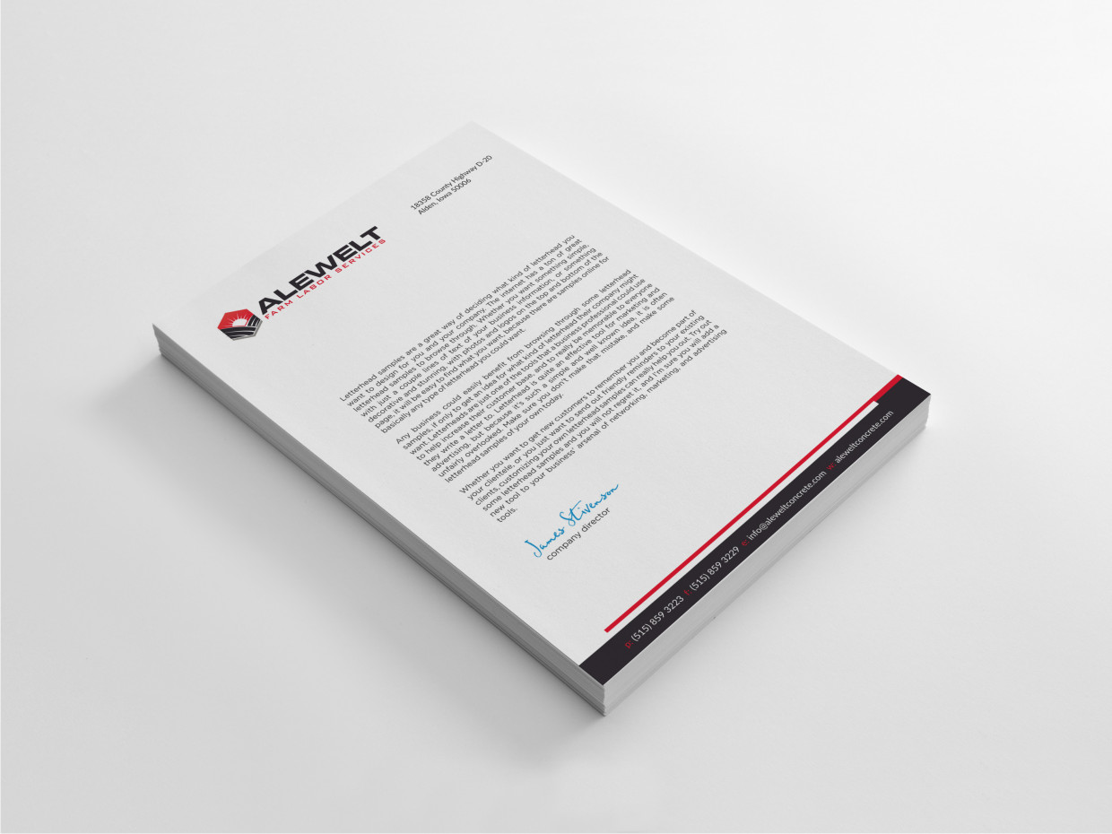 Stationery Design by Atvento Graphics for Alewelt Concrete, Inc. | Design #17719054