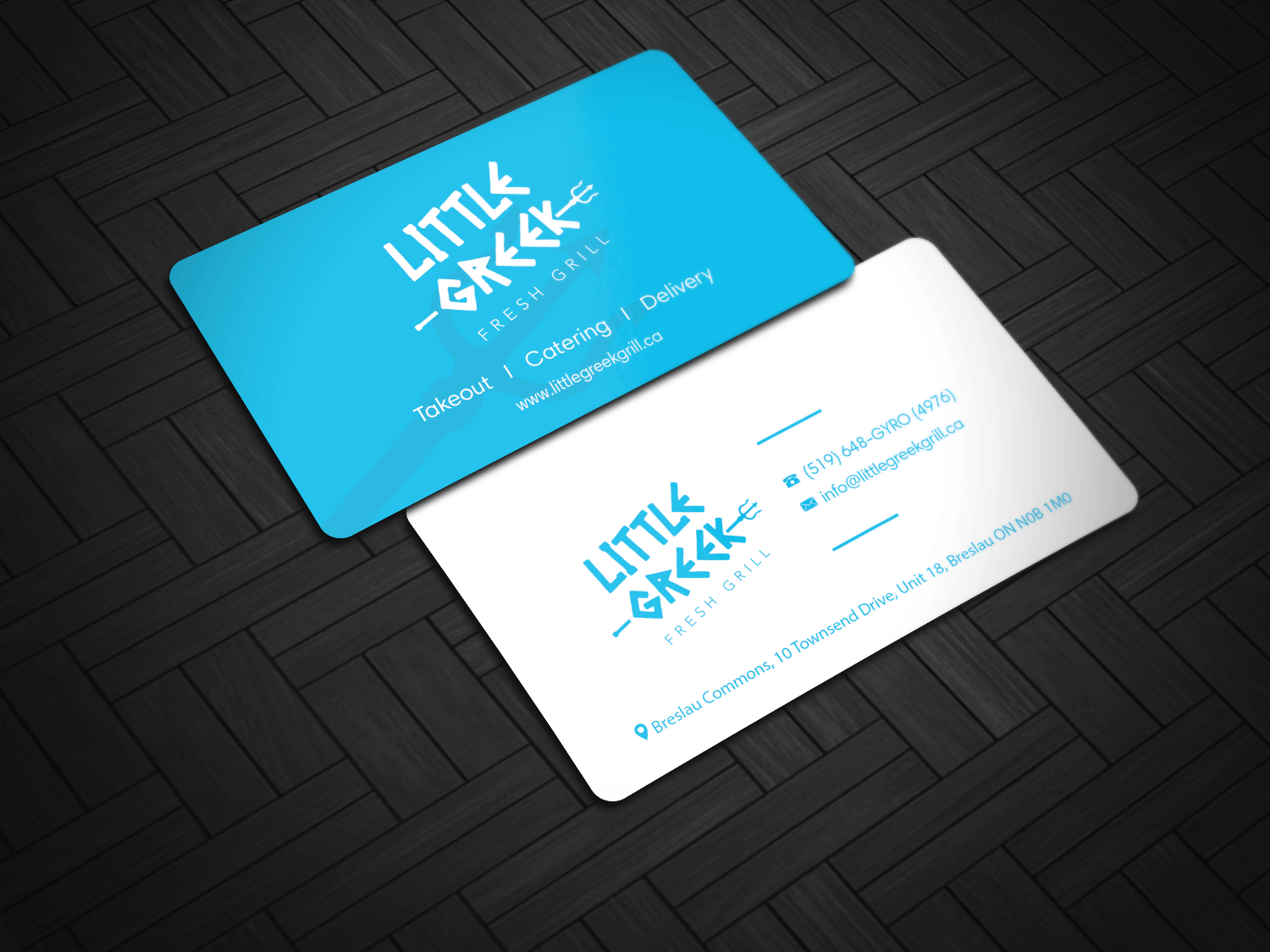 Business Card Design by Riz' for Little Greek Fresh Grill | Design #17729951