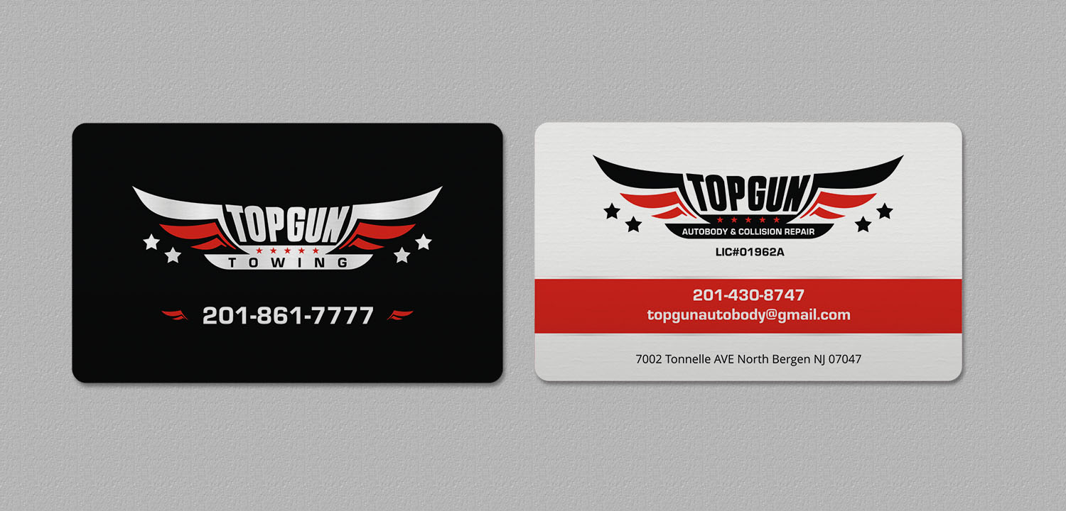 Diseño de Tarjeta de Presentación por INDIAN_Ashok para topgun autobody and towing | Diseño #17745553