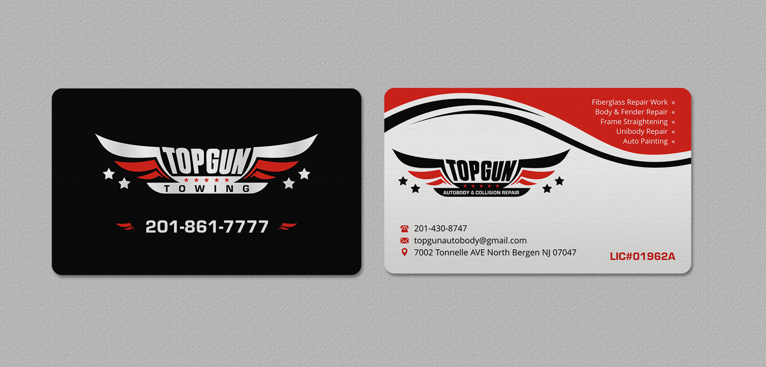 Diseño de Tarjeta de Presentación por INDIAN_Ashok para topgun autobody and towing | Diseño #17745556