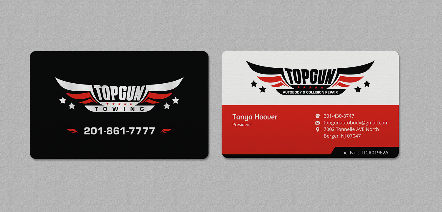 Design de Carte de Visite par INDIAN_Ashok pour topgun autobody and towing | Design #17745562