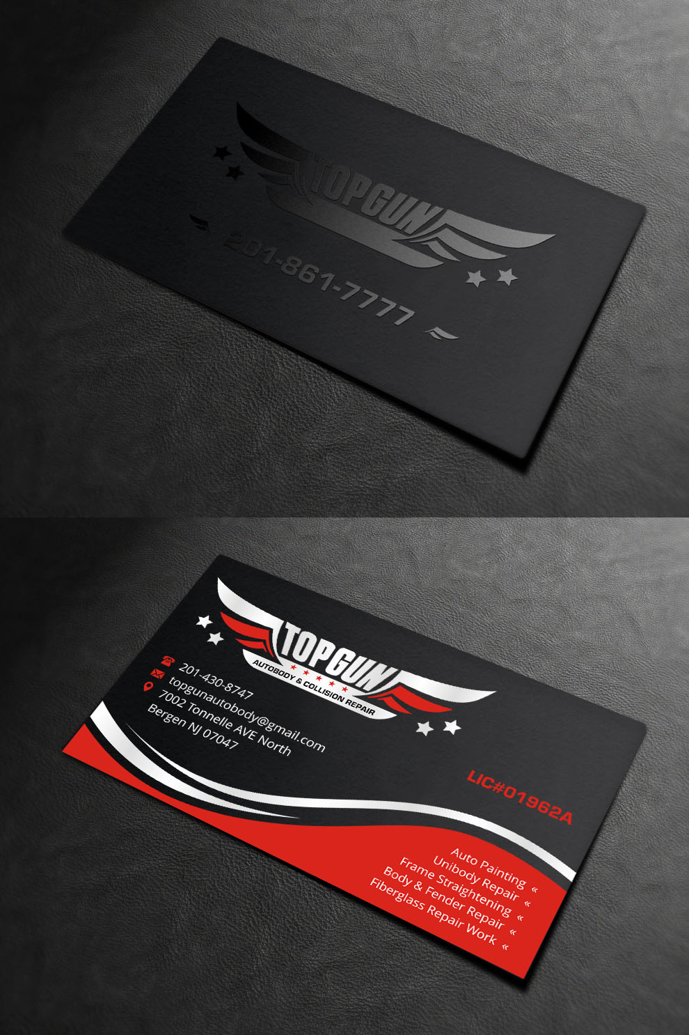 Diseño de Tarjeta de Presentación por INDIAN_Ashok para topgun autobody and towing | Diseño #17745563
