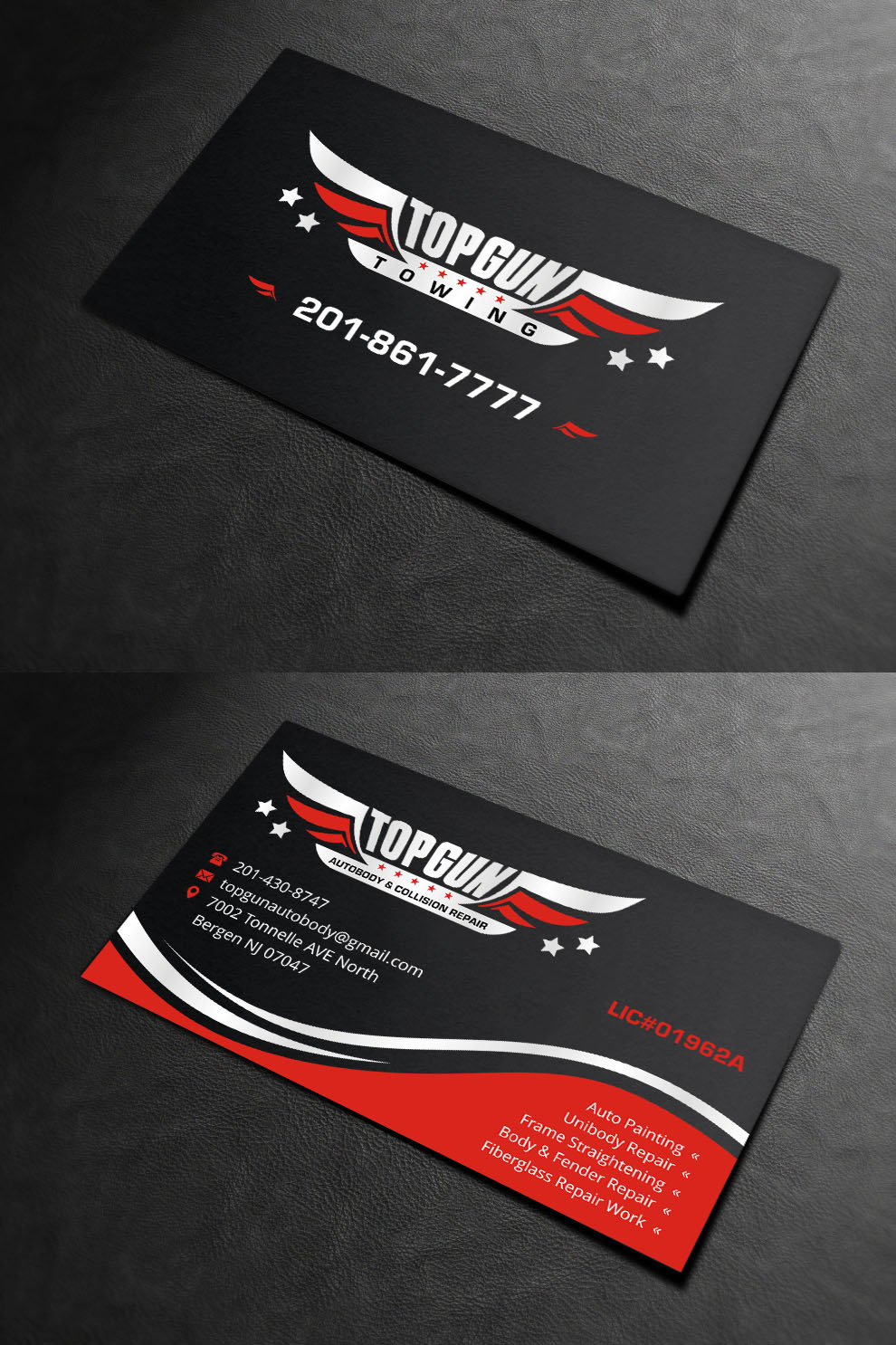 Diseño de Tarjeta de Presentación por INDIAN_Ashok para topgun autobody and towing | Diseño #17745564