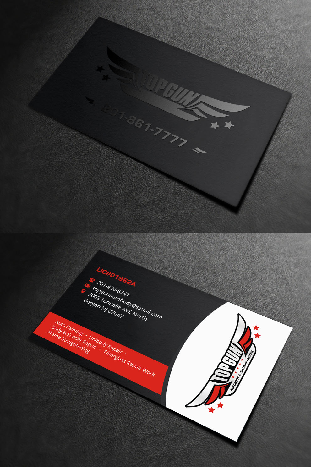 Diseño de Tarjeta de Presentación por INDIAN_Ashok para topgun autobody and towing | Diseño #17745566