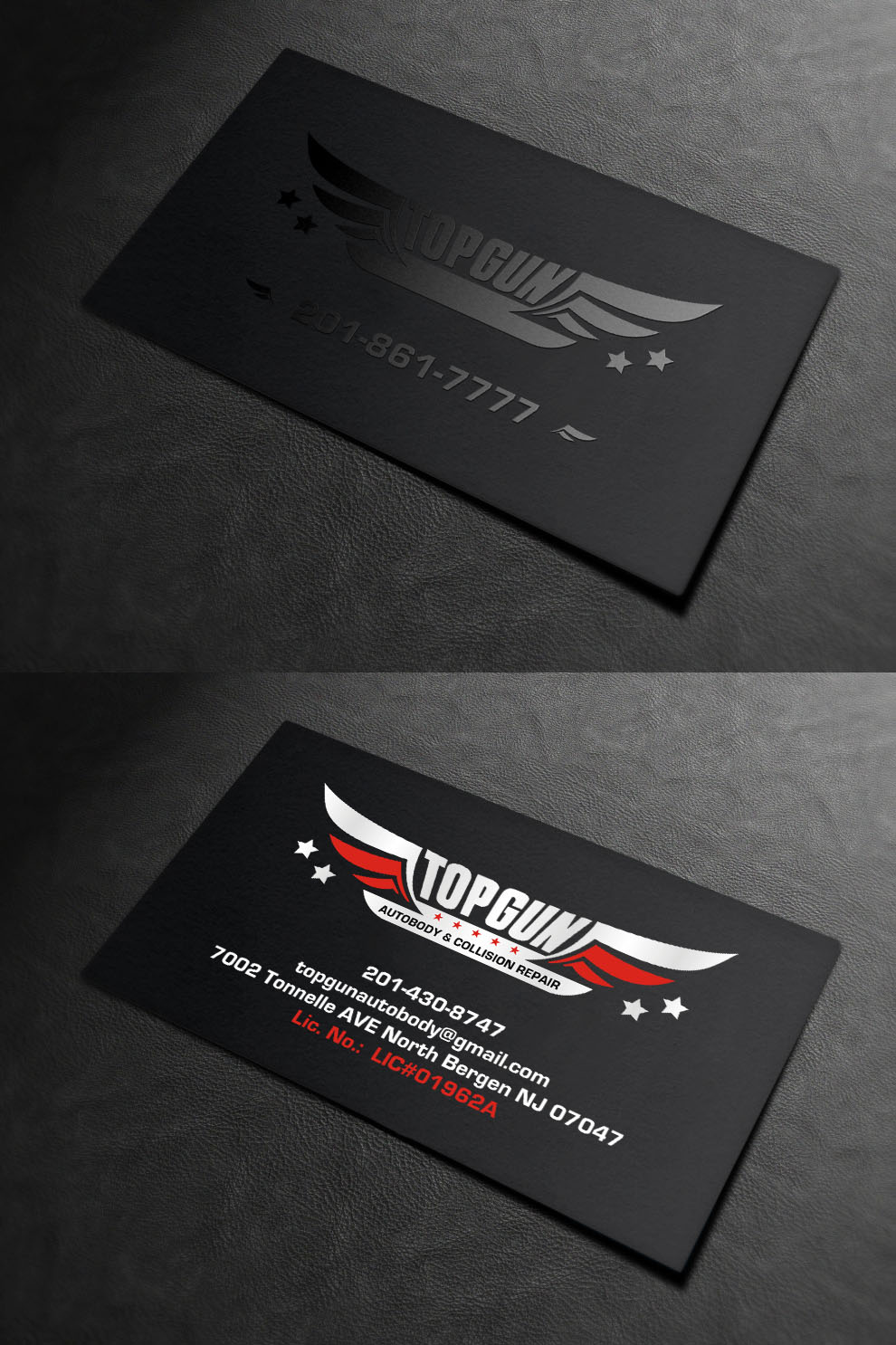 Business Card Design by INDIAN_Ashok for topgun autobody and towing | Design #17745606