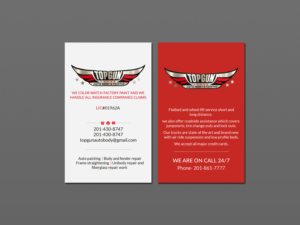Business Card Design by Creations Box 2015 for topgun autobody and towing | Design: #17731597