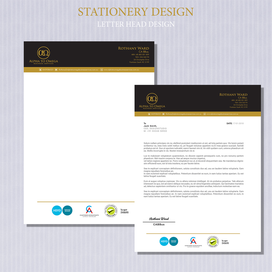 Stationery Design by Expert Designer for Alpha to Omega Business Services | Design #17723940