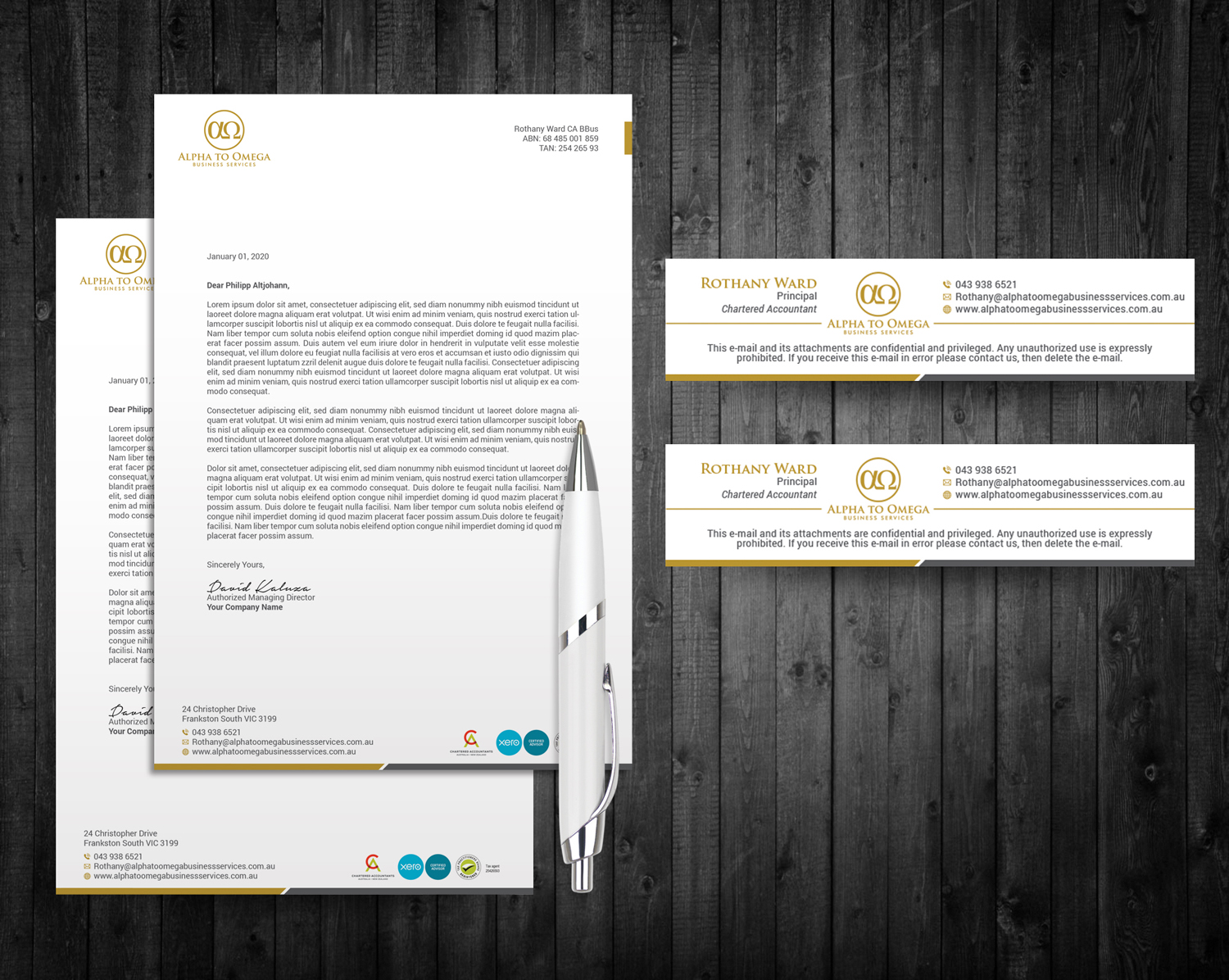 Diseño de Papelería por OxonoArt para Alpha to Omega Business Services | Diseño #17730053