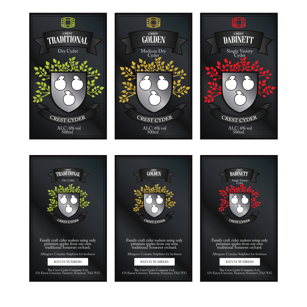 Label Design by Sergio Coelho for The Crest Cyder Company | Design #17852425
