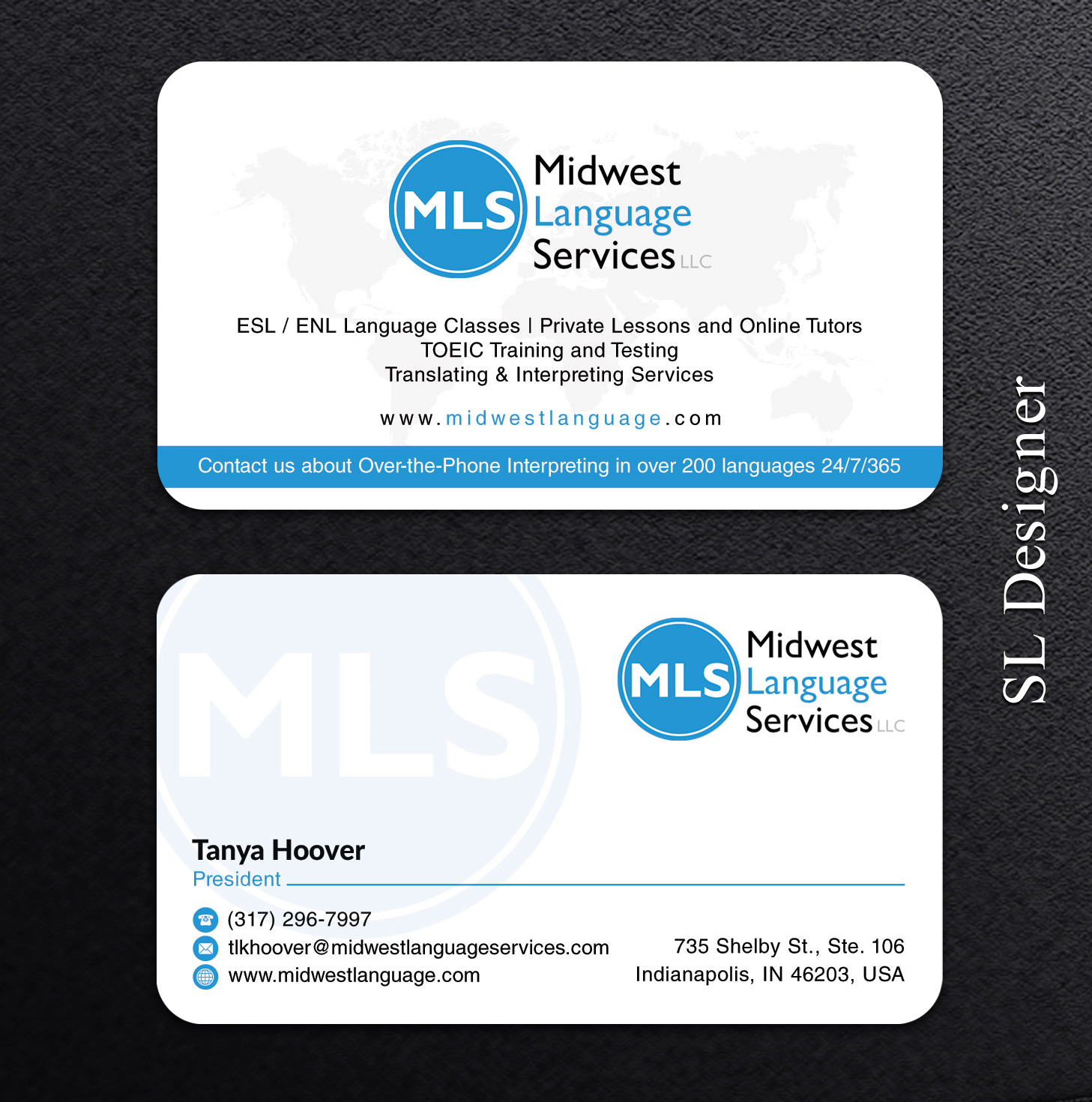 Visitenkarten-Design von SL Designer für Midwest Language Services, LLC | Design #17751080